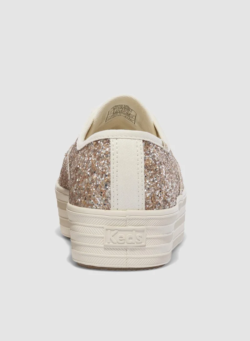 كيدز كيدز نسائي سنيكرز لامع منصة دانتيل ذهبي